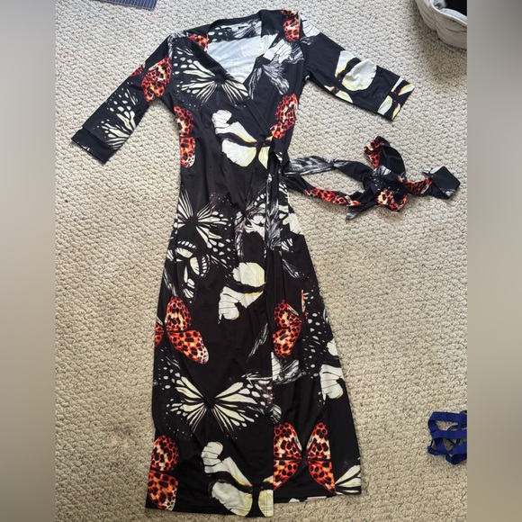 Diane Von Furstenberg Butterfly Print Wrap Dress - Picture 1 of 5